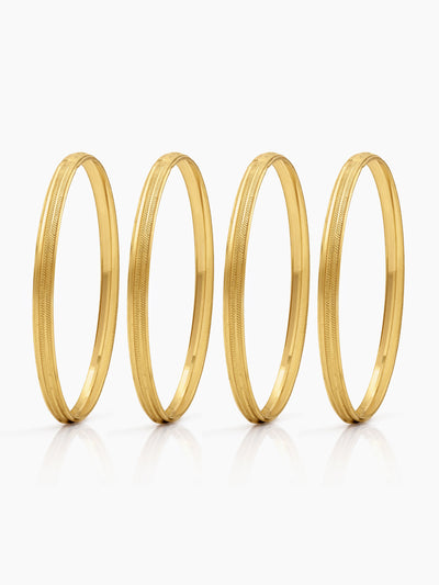Nivita Texture Line Gold Set of 4 Women's 2/4, 2/6, 2/8 Bangles