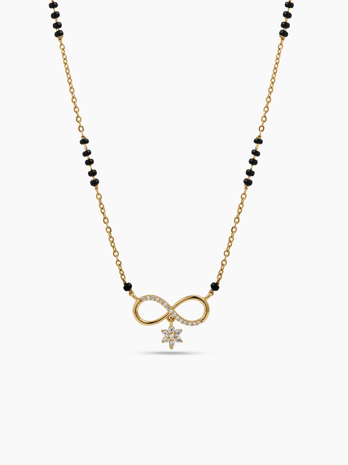 Niyati Infinity Drop Star Diamond Bar 18K Gold Plated Women's Chain Pendant Mangalsutra Necklace
