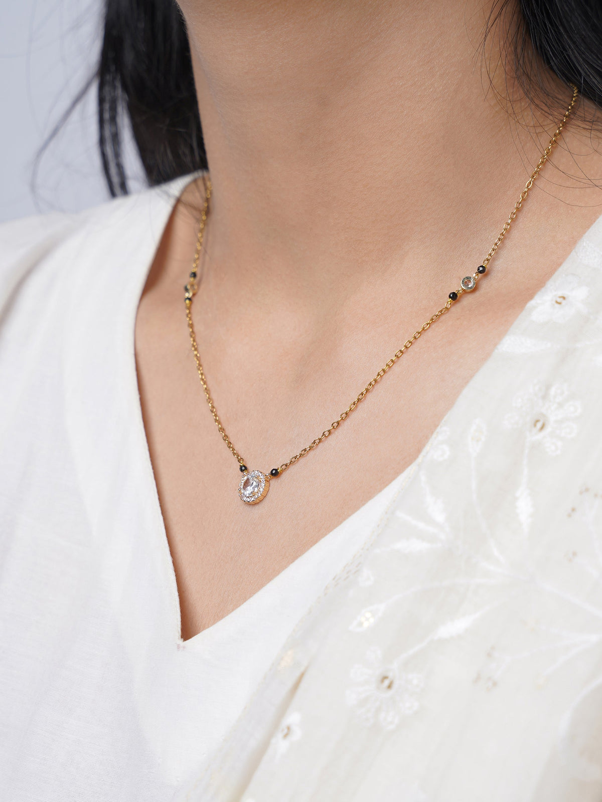 Nyra Diamond Solitaire 18K Gold Plated Mangalsutra