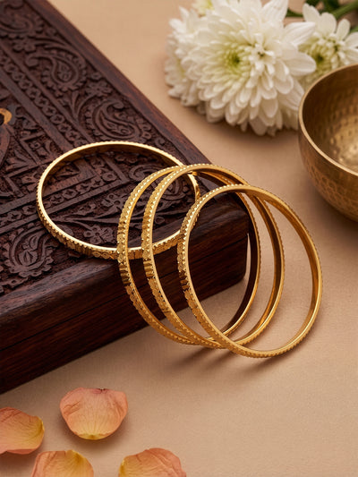 Pakhi Classic Texture Gold Set Of 4 Women's 2/4, 2/6, 2/8 Bangles 