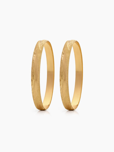 Pallavi Textured Gold 2/4 , 2/6, 2/8 Women's Bangles (Set Of 2)