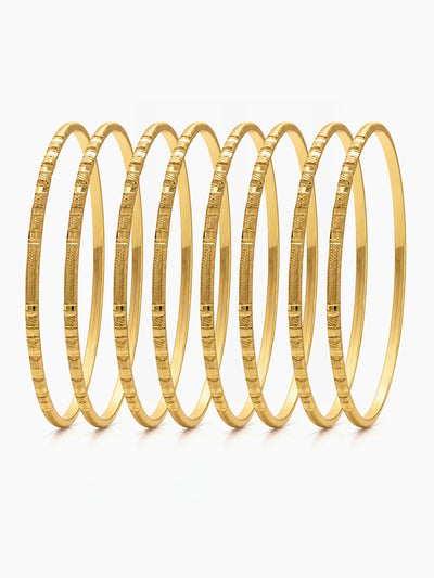 Pankti Textured Gold Set Of 8 Women's  2/4, 2/6, 2/8 Bangles