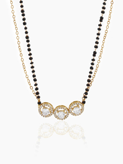 Pihu Three Round CZ Diamond Layered 18K Gold Plated Mangalsutra