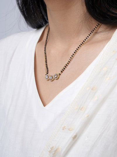Pihu Three Round CZ Diamond Layered 18K Gold Plated Mangalsutra