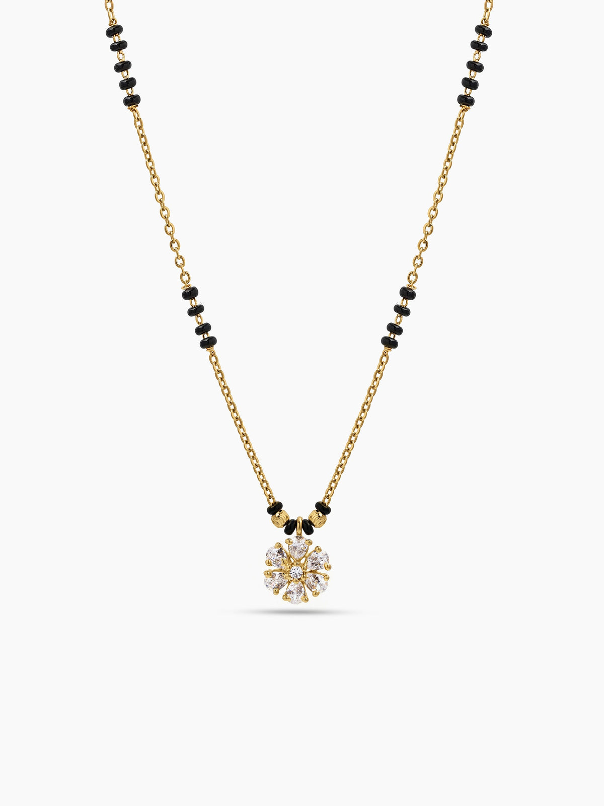 Prapti Floral Diamond 18K Gold Plated  Women's Chain Pendant Mangalsutra Necklace