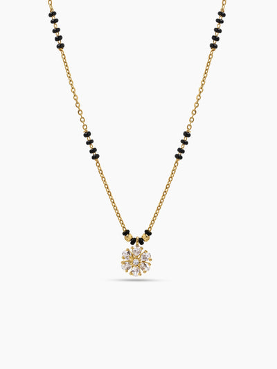 Prapti Floral Diamond 18K Gold Plated  Women's Chain Pendant Mangalsutra Necklace