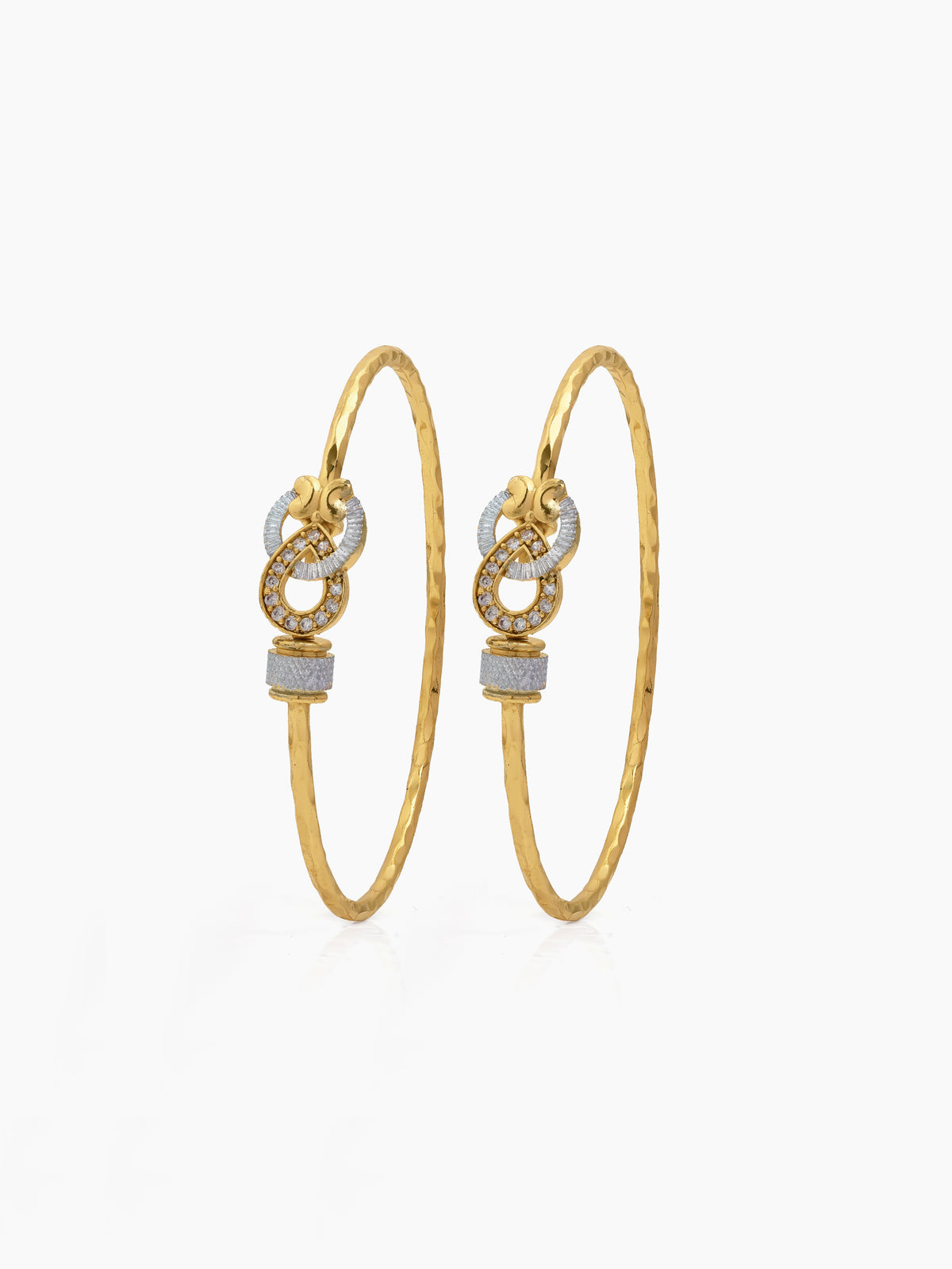 Rani Diamond Gold - Silver Dual-Tone Infinity Loop Set Of 2 Women's 2/4, 2/6, 2/8 Cuff Bangles