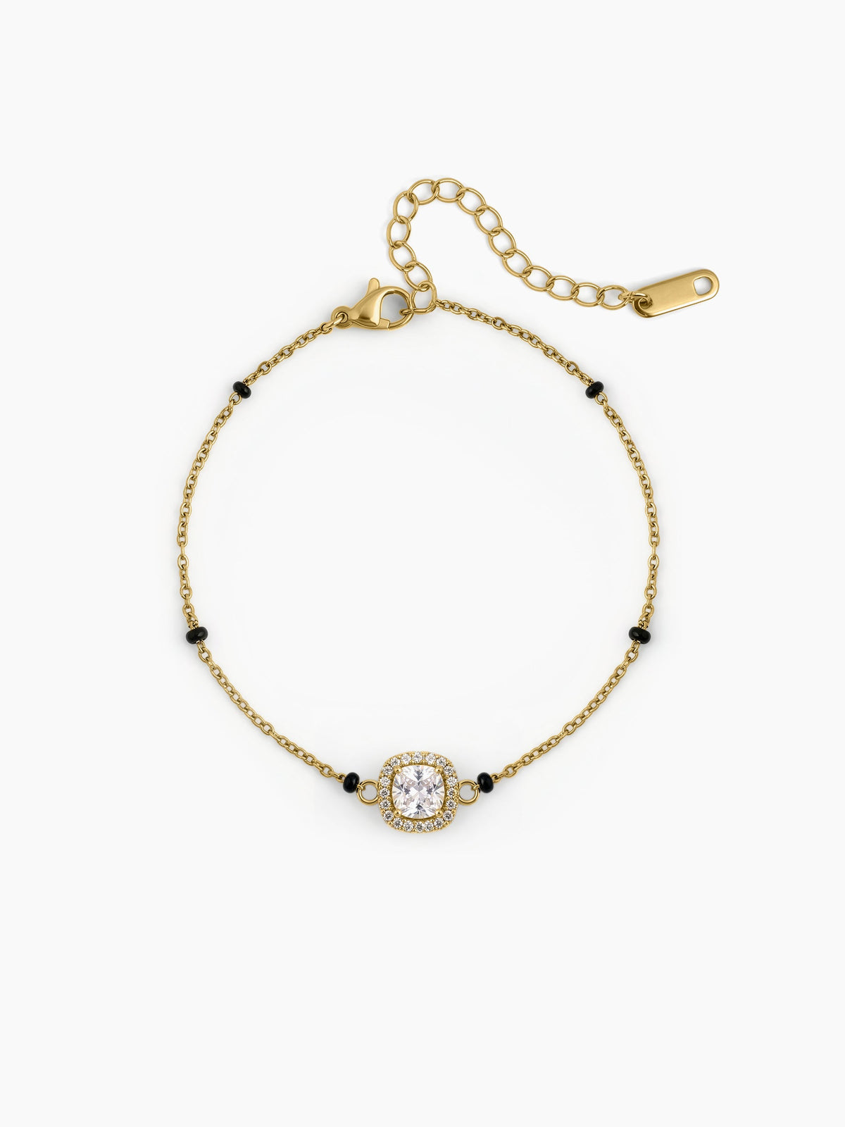 Rashi Diamond Solitaire Halo 18K Gold Plated Mangalsutra Bracelet