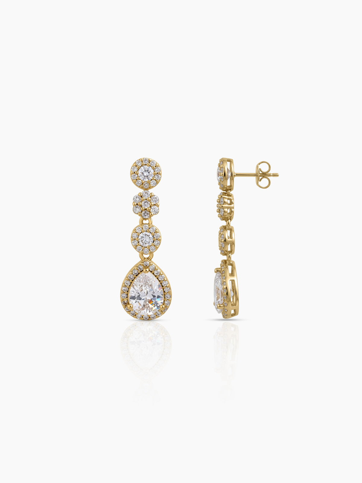 Revti Teardrop Pear Solitaire Diamond Gold Women's Jewelry Set Of 2 - Necklace & Earrings