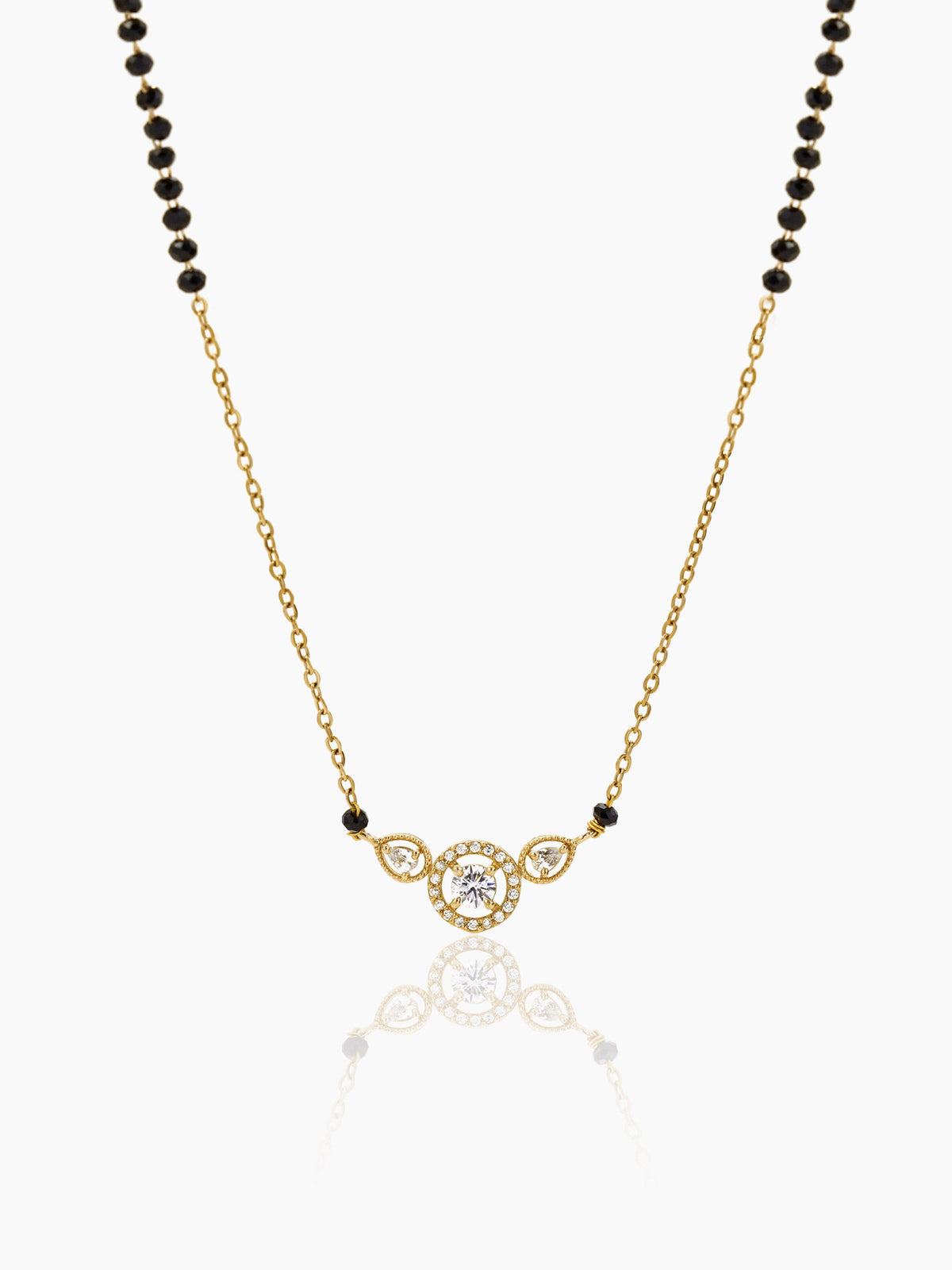 Rivya Teardrop Shaped CZ Diamond 18K Gold Plated Mangalsutra