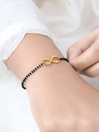 Riyana Infinity Charm 18K Gold Plated Mangalsutra Bracelet