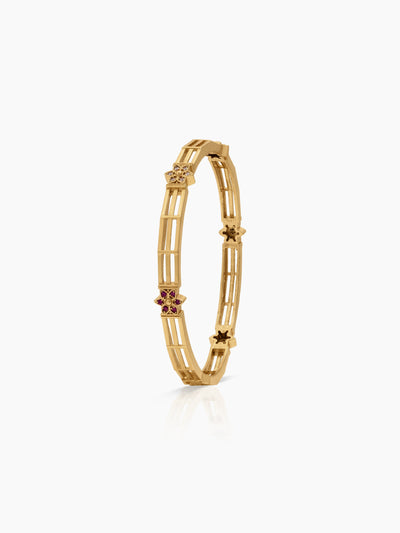 Ruchika Floral Bar Gold Set Of 2 Women's 2/4, 2/6, 2/8  Bangles