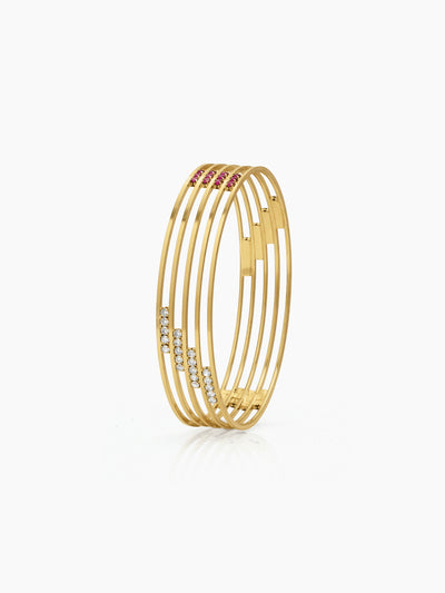 Saanvika Multi-Line Diamond Gold Set Of 2 Women's 2/4, 2/6, 2/8 Bangles