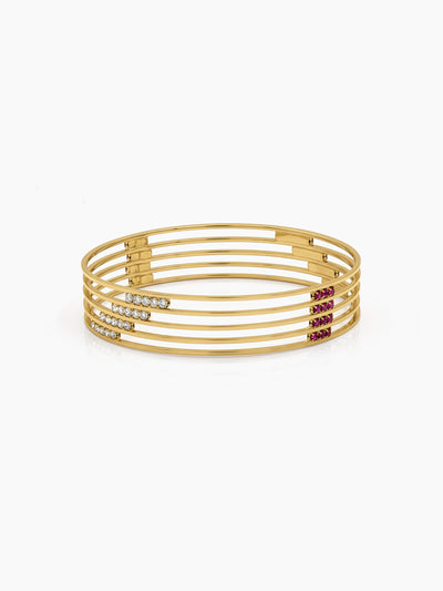 Saanvika Multi-Line Diamond Gold Set Of 2 Women's 2/4, 2/6, 2/8 Bangles