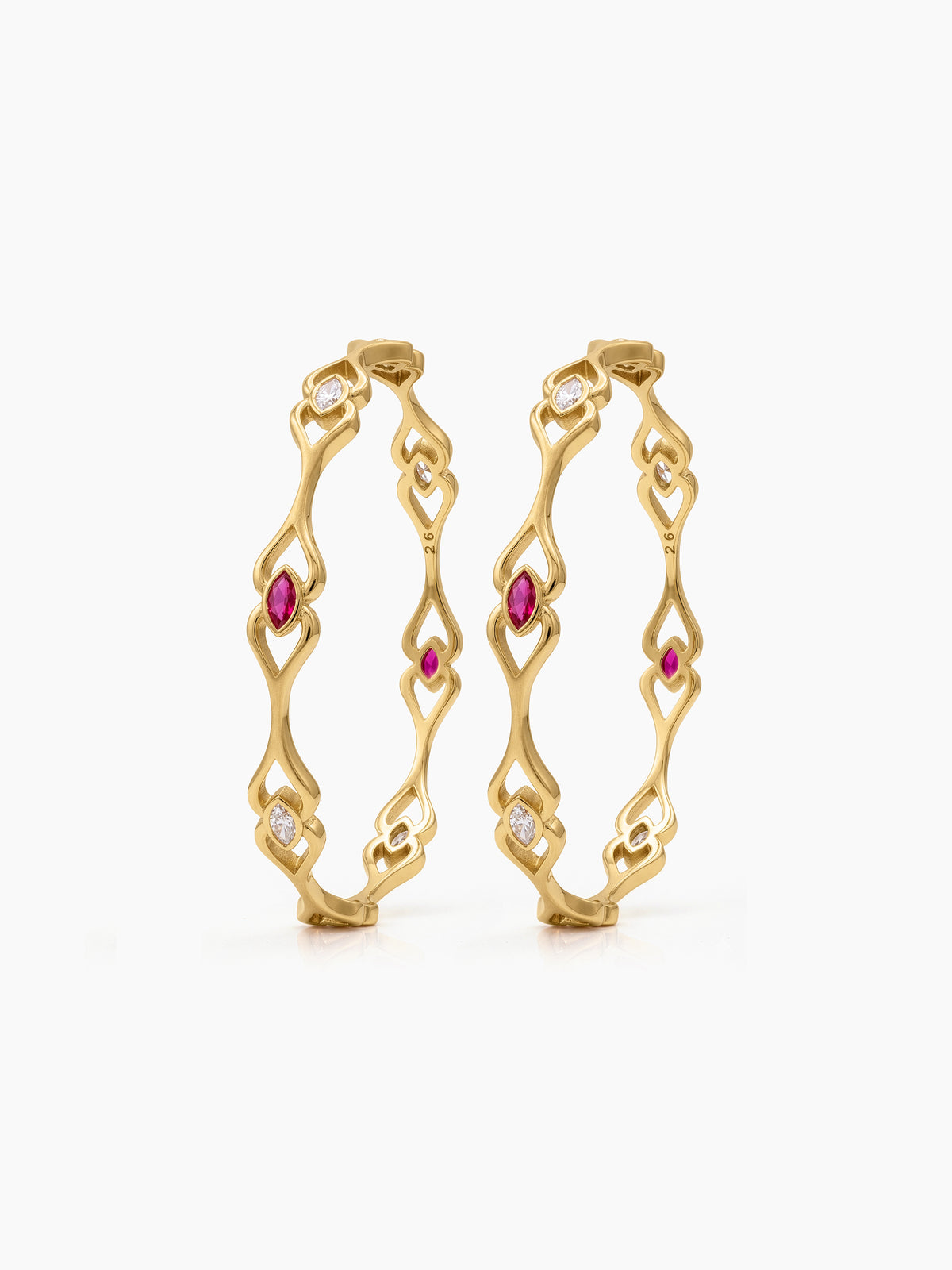 Saloni Marquise Leaf Cutwork Gold Set Of 2 Women's 2/4, 2/6, 2/8 Bangles 
