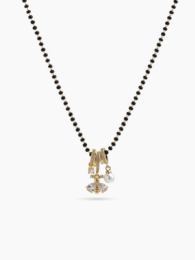 Shanaya Diamond Pearl Charm 18K Gold Plated Women's Mangalsutra Necklace