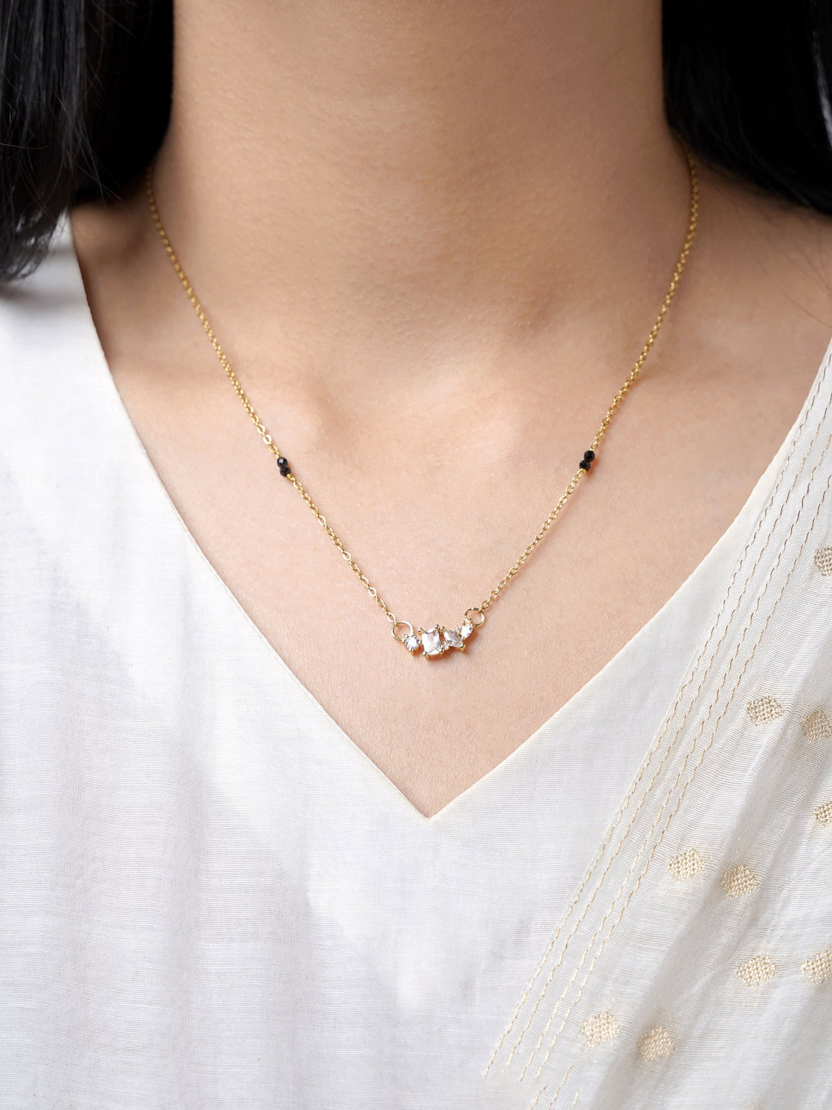 Shanvika Diamond Solitaire Minimal 18K Gold Plated Mangalsutra