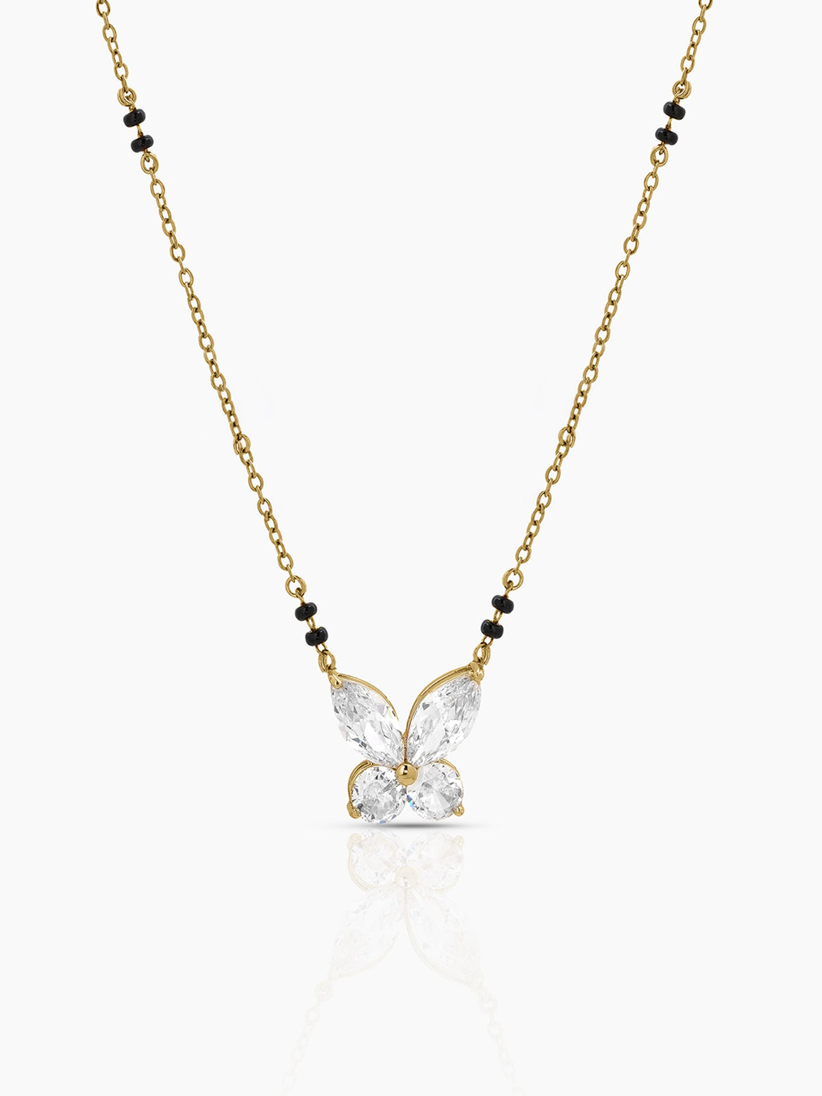 Siya Diamond Solitaire Butterfly Charm 18K Gold Plated Mangalsutra