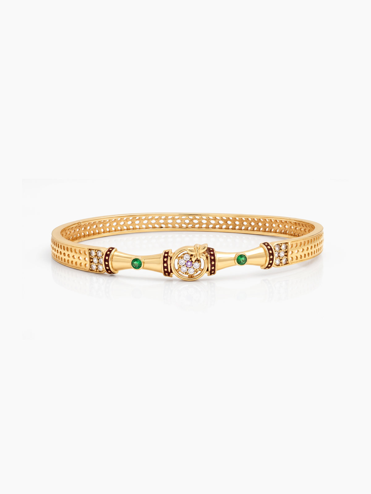 Smita Green Red Stone Color Diamond  Gold Set Of 2  Women's 2/4, 2/6, 2/8  Bangles