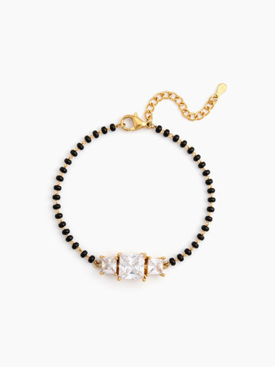 Square Cut Trio Diamond Solitaire 18K Gold Plated Mangalsutra Bracelets