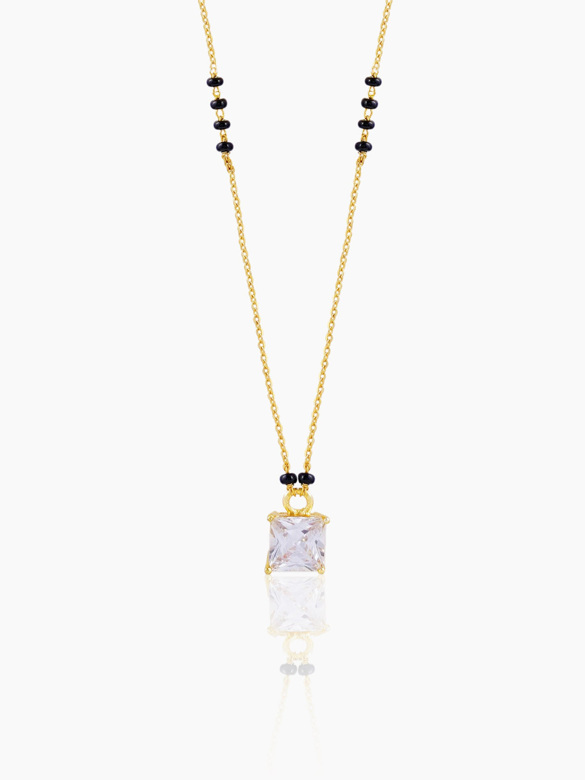 Square Cut Diamond Solitaire 18K Gold Plated Mangalsutra