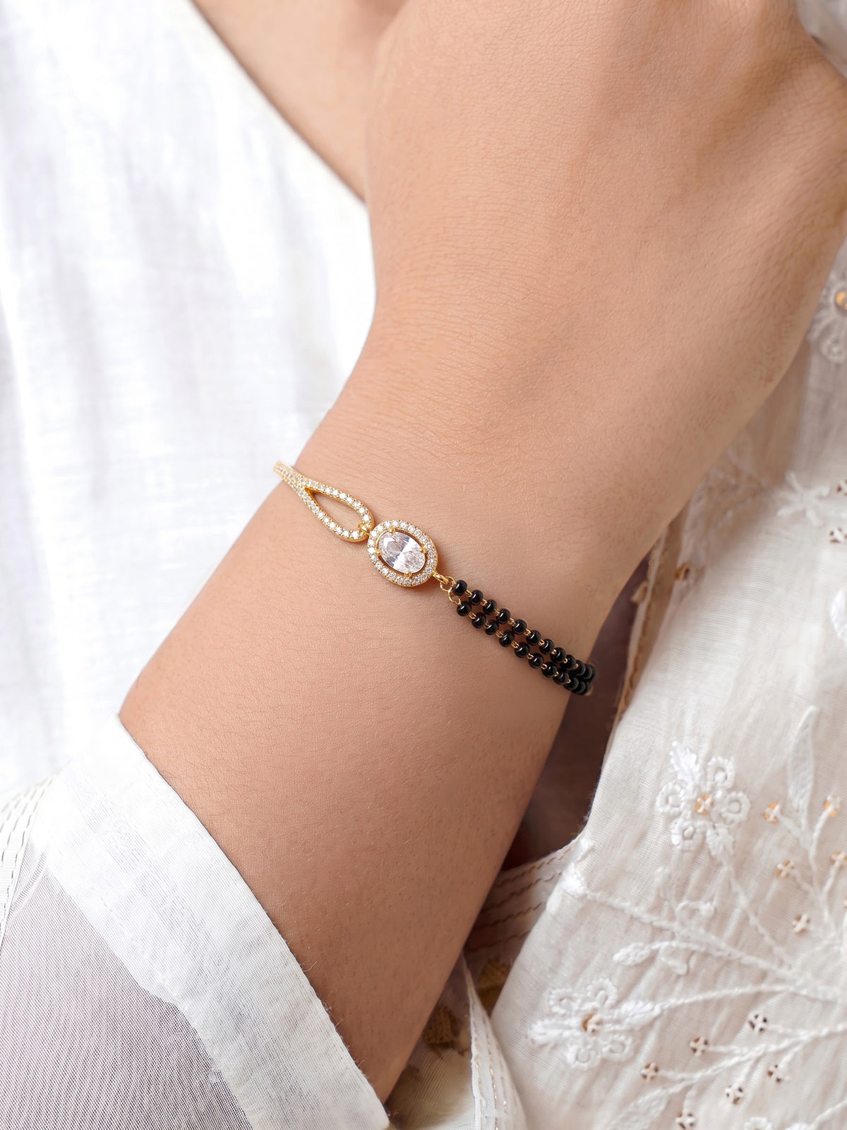 Suvira Solitaire Diamond 18K Gold Plated Women's Mangalsutra Bracelet