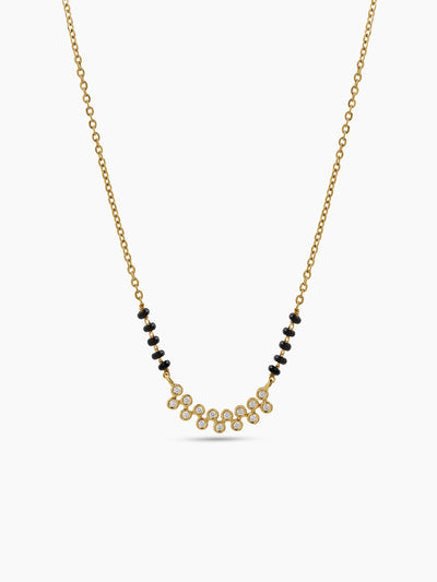 Tanvi Diamond Bar 18K Gold Plated Women's Chain Pendant Mangalsutra Necklace