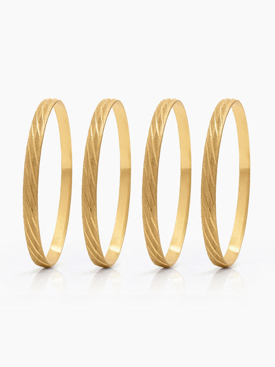 Tanvika Texture Gold Set Of 4 Women's 2/4, 2/6, 2/8  Bangles