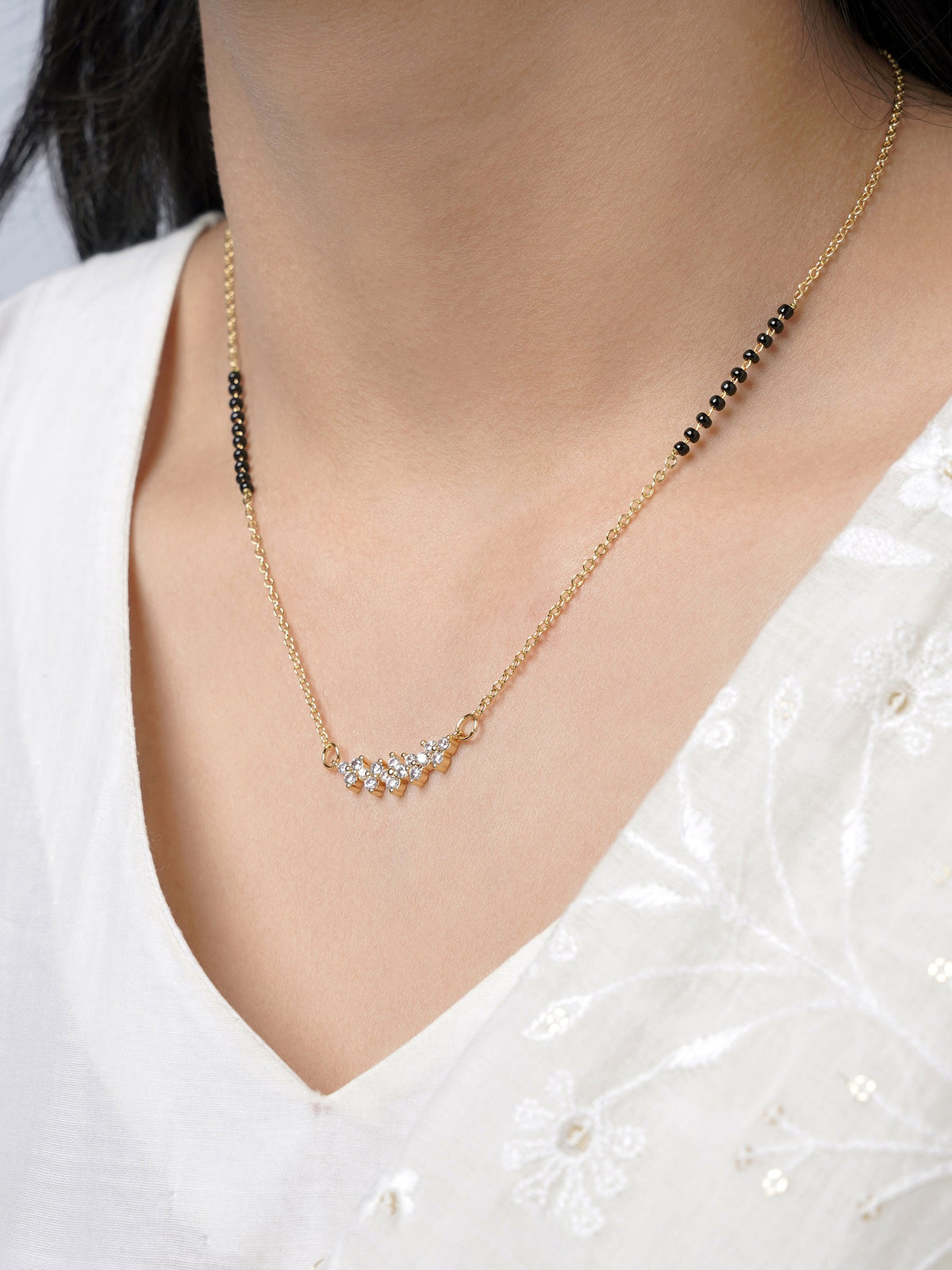 Tarini Sparkling Diamonds 14K Gold Plated Mangalsutra