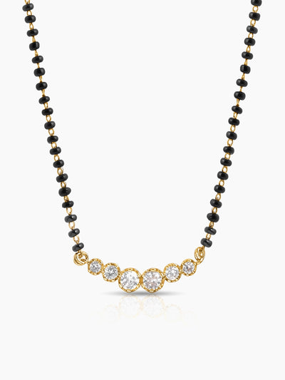 Tesha Round CZ Diamond Bar 18K Gold Plated Mangalsutra