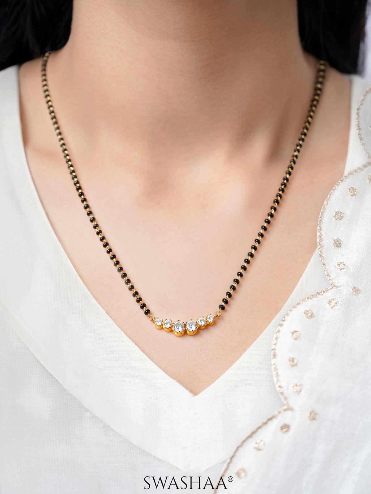 Tesha Round CZ Diamond Bar Mangalsutra