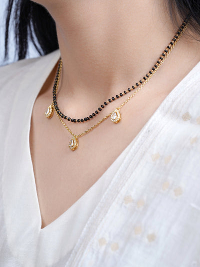Tia Teardrop Diamonds Double Layered 18K Gold Plated Mangalsutra