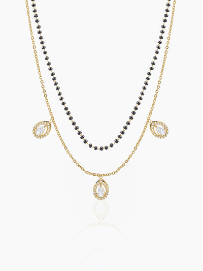 Tia Teardrop Diamonds Double Layered 18K Gold Plated Mangalsutra