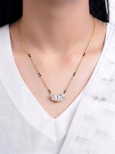 Tisha Solitaire Twin Pear Mangalsutra - Swashaa