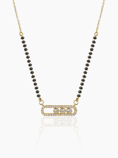 Urmi Diamond Solitaire Bar Frame 14K Gold Plated Mangalsutra