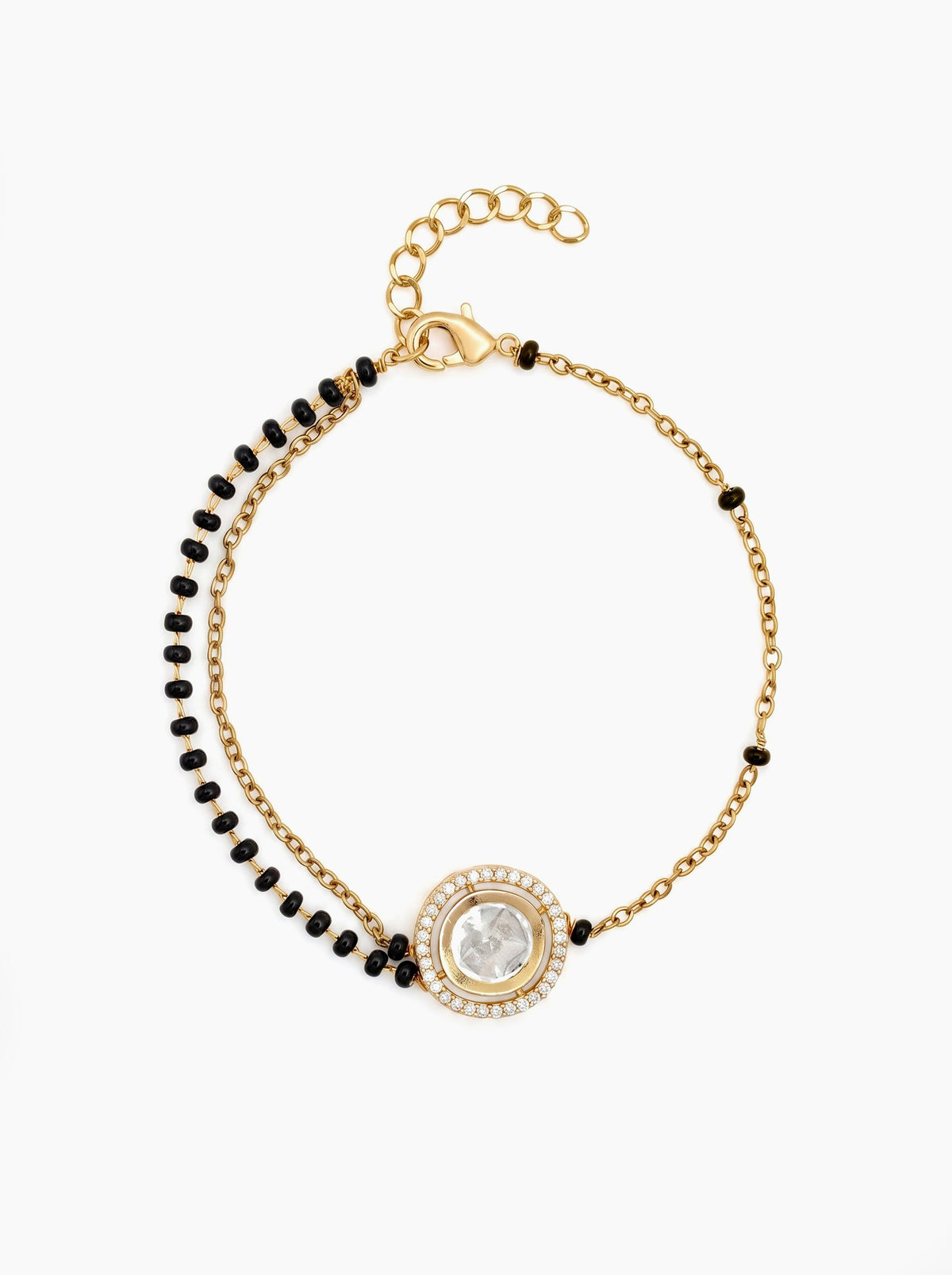 Vamika Halo Diamond Solitaire 18K Gold Plated Women's Mangalsutra Bracelets