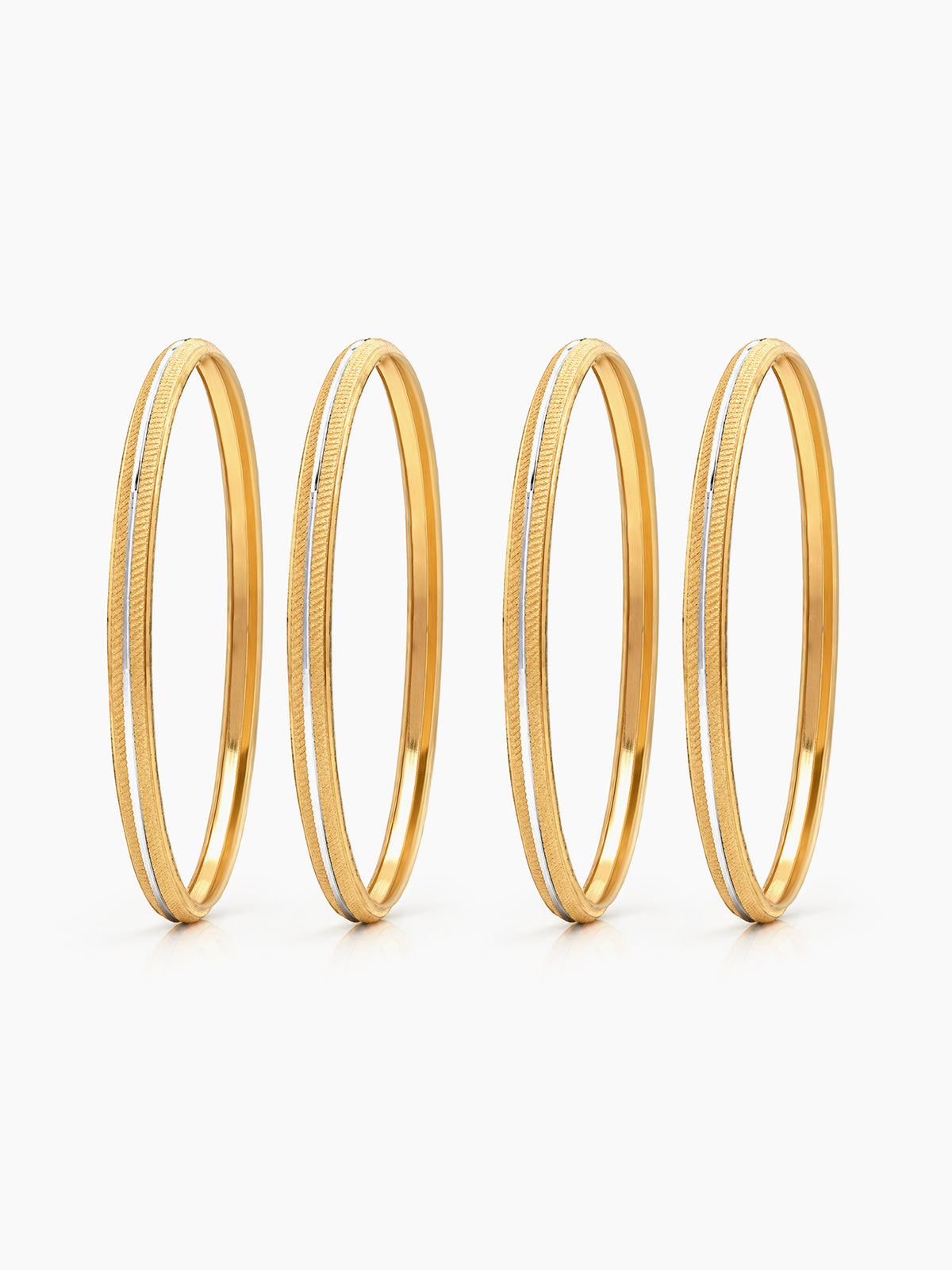 Vandita Silver Line Gold 2/4, 2/6, 2/8 Women's Bangles (Set Of 4)