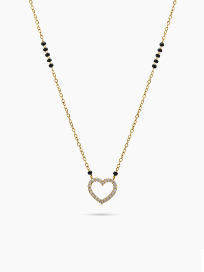 Varelle Diamond Heart 18K Gold Plated Women's Mangalsutra Necklace