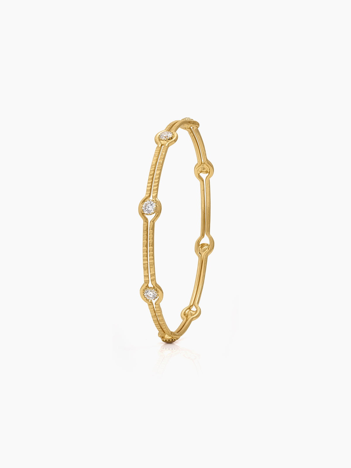 Varsha Link Frame Diamond Solitaire Gold Set Of 2 Women's 2/4, 2/6, 2/8  Bangles