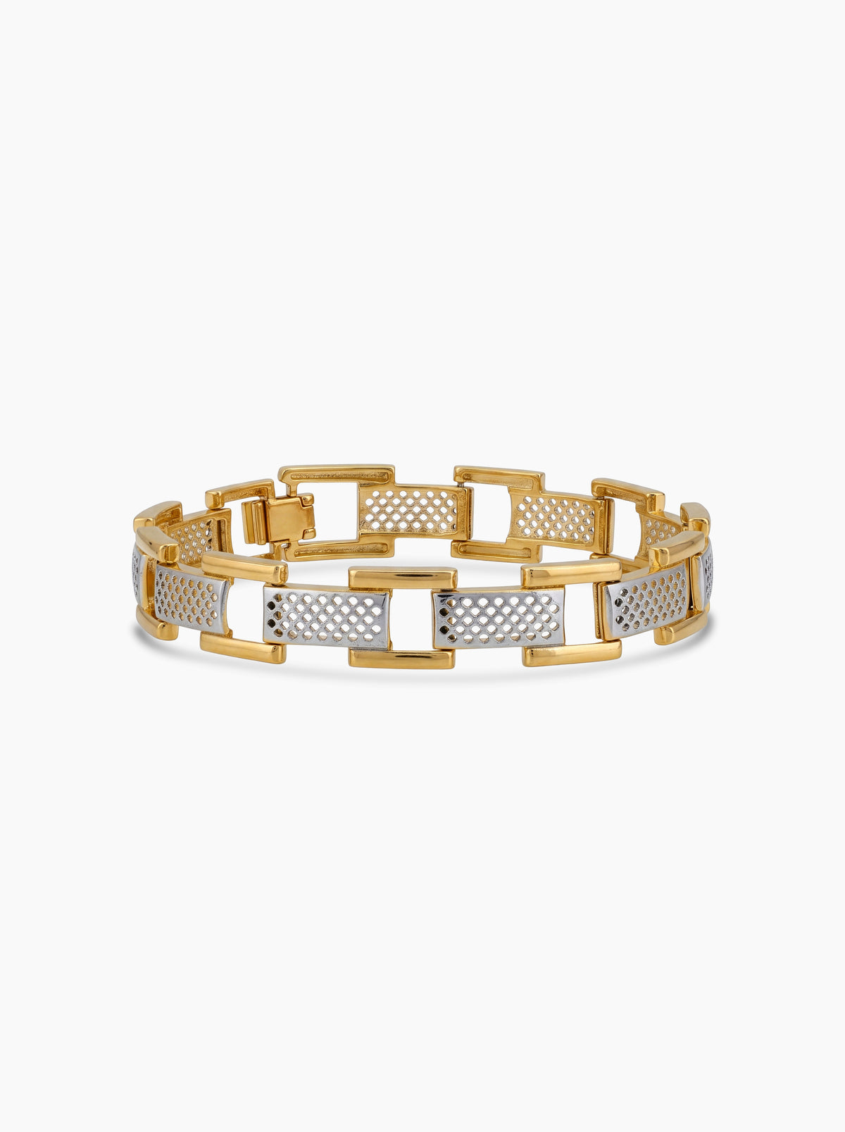 Varun Geometric Textured  Link 18K Gold Plated - Silver Men's Chain Loose Bracelets