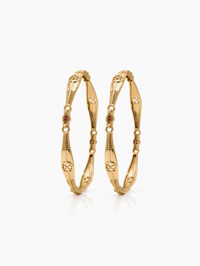 Vidhi Pink Floral Loop Gold Set Of 2 Women's 2/4, 2/6, 2/8 Bangles