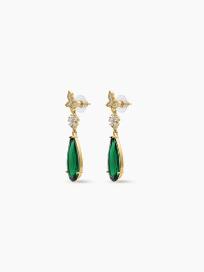 Vrinda Emerald Diamond Drop Gold Women's Stud Earrings
