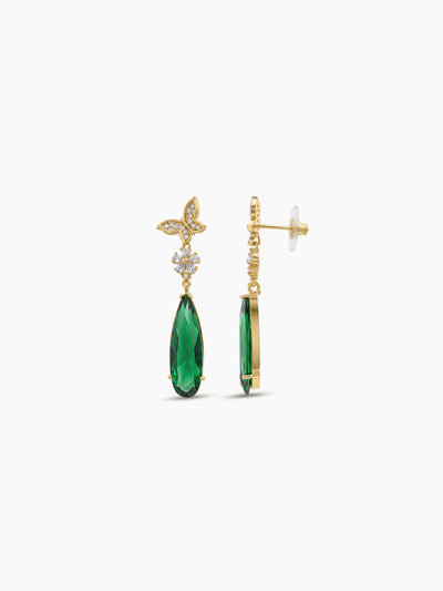 Vrinda Emerald Diamond Drop Gold Women's Stud Earrings