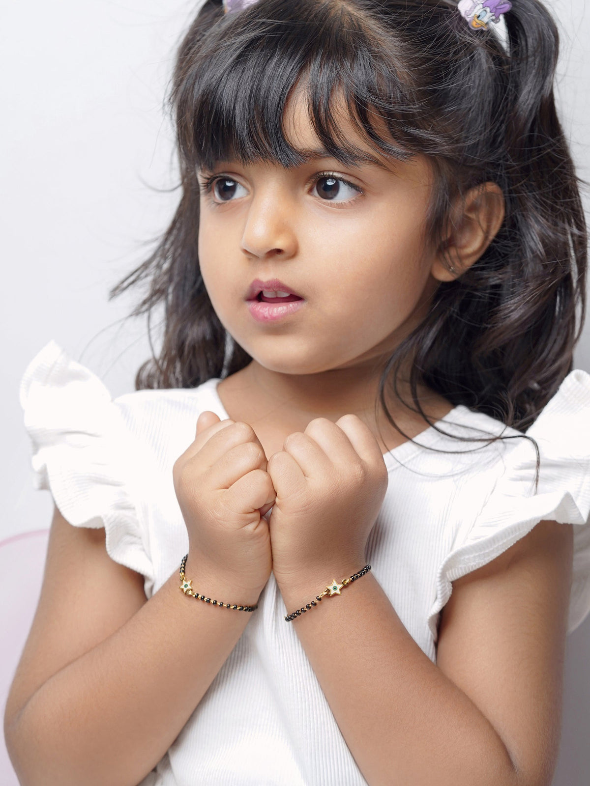 Wish Star Evil Eye Charm 18K Gold Plated Kid's Nazariya Bracelet