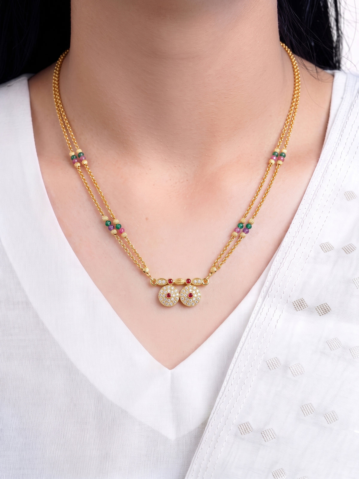 Yamini Twin Diamond Gold Women's Mangalsutra Necklace