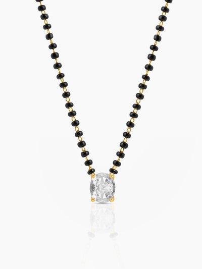 Ishani Oval Diamond Solitaire 18K Gold Plated Mangalsutra